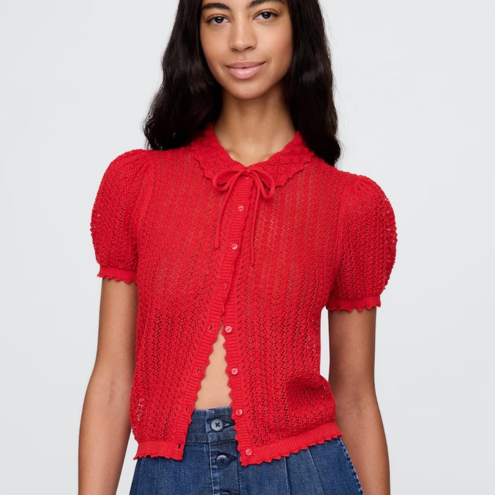 NWT  GAP × DÔEN Linen-Blend Cardigan in Red Light, XL